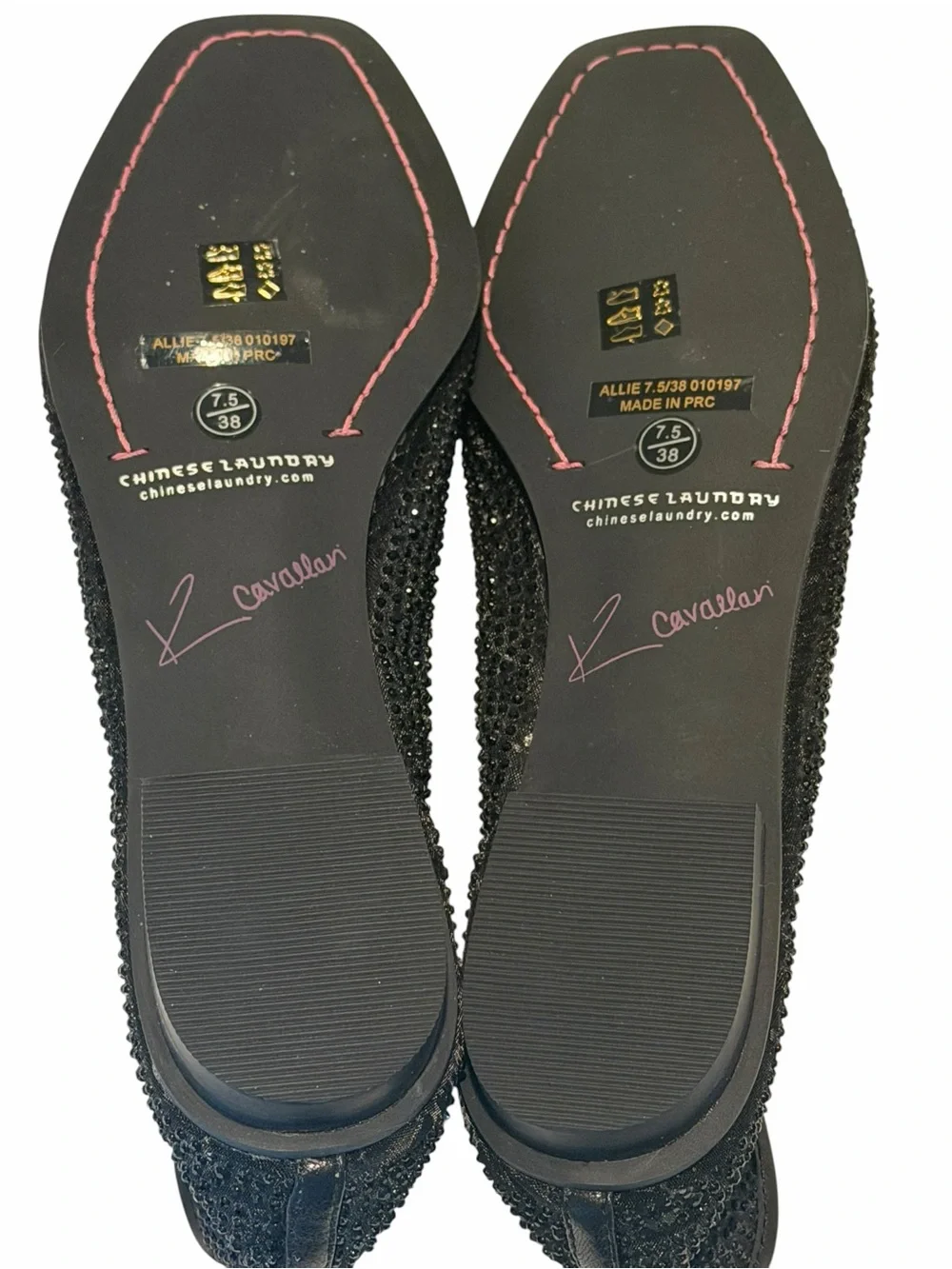 Kristin Cavallari Chinese Laundry Black Rhinestone Mesh Ballet Flats 7.5